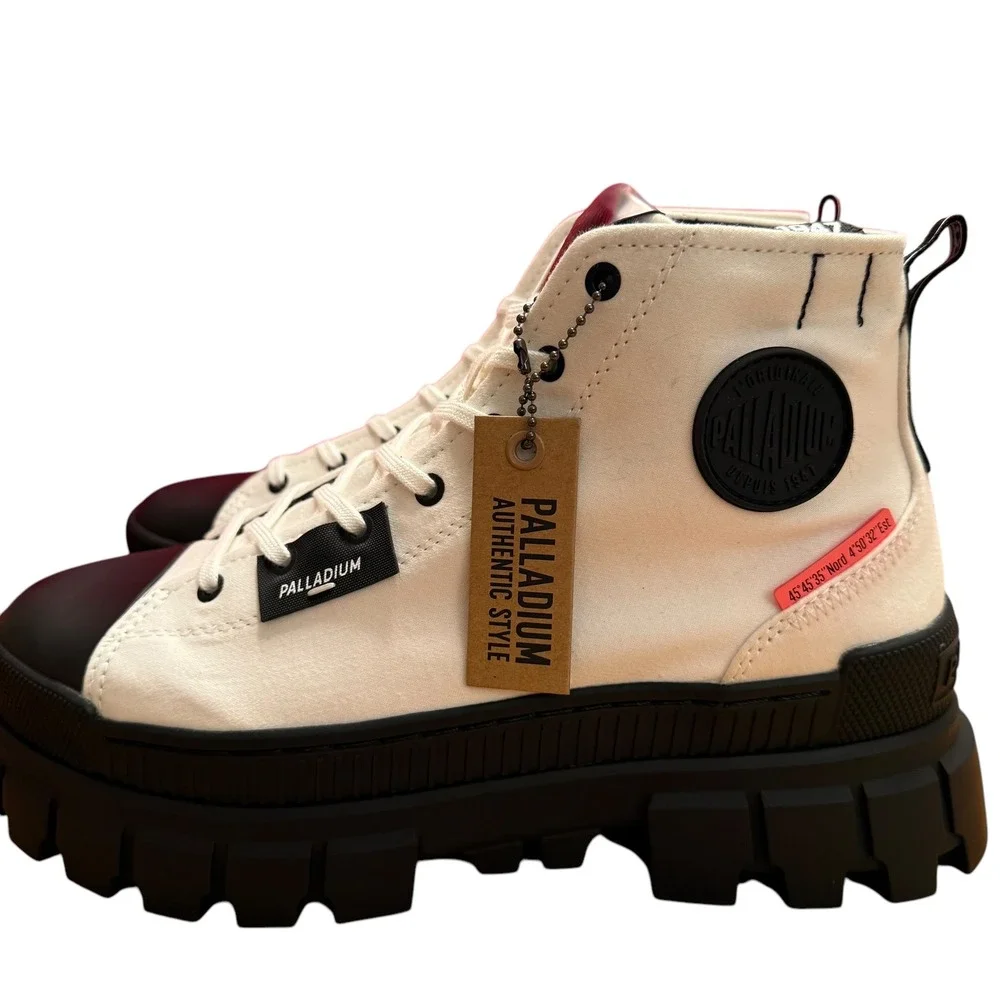 Palladium Revolt Hi TX Women's Boots Star White Black Chunky Platform Size 10